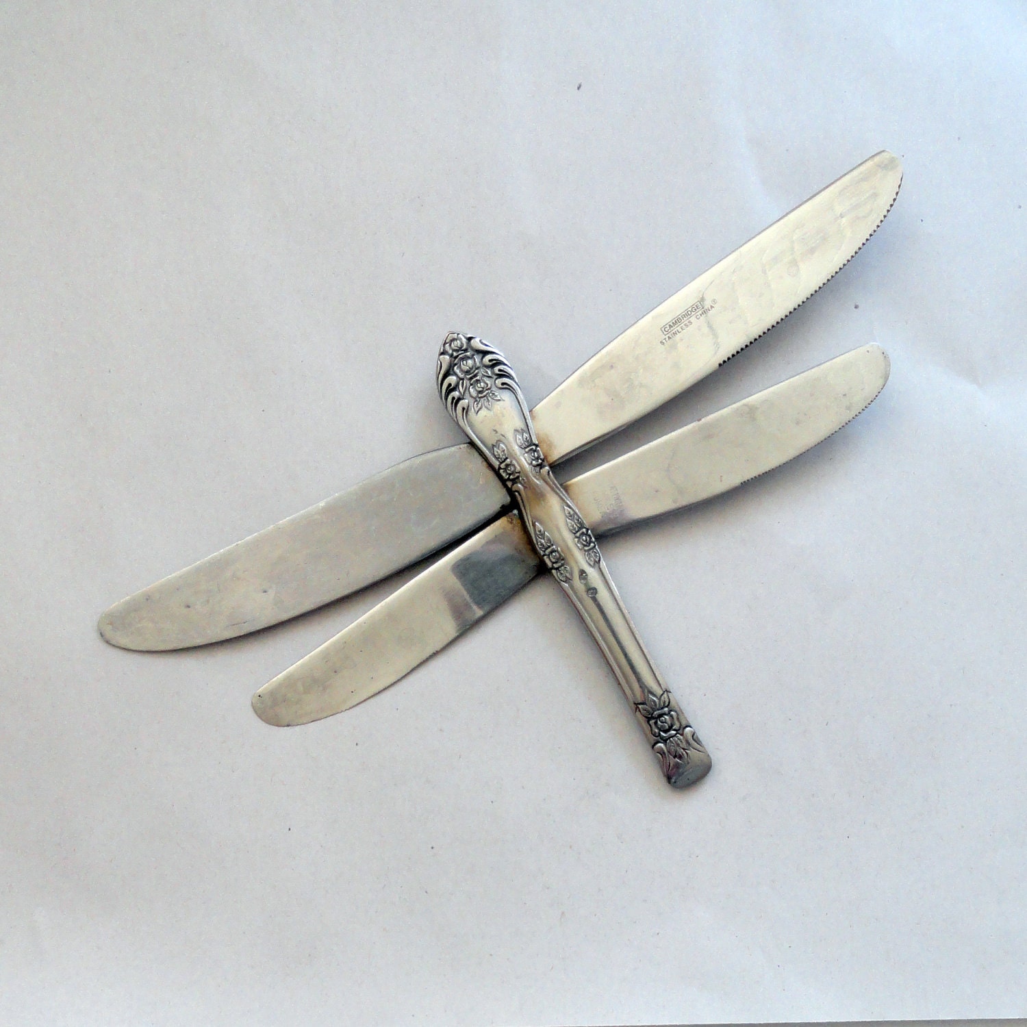 Metal Folkart DragonFly Upcycled Flatware Art Wall Sculpture or Ornament