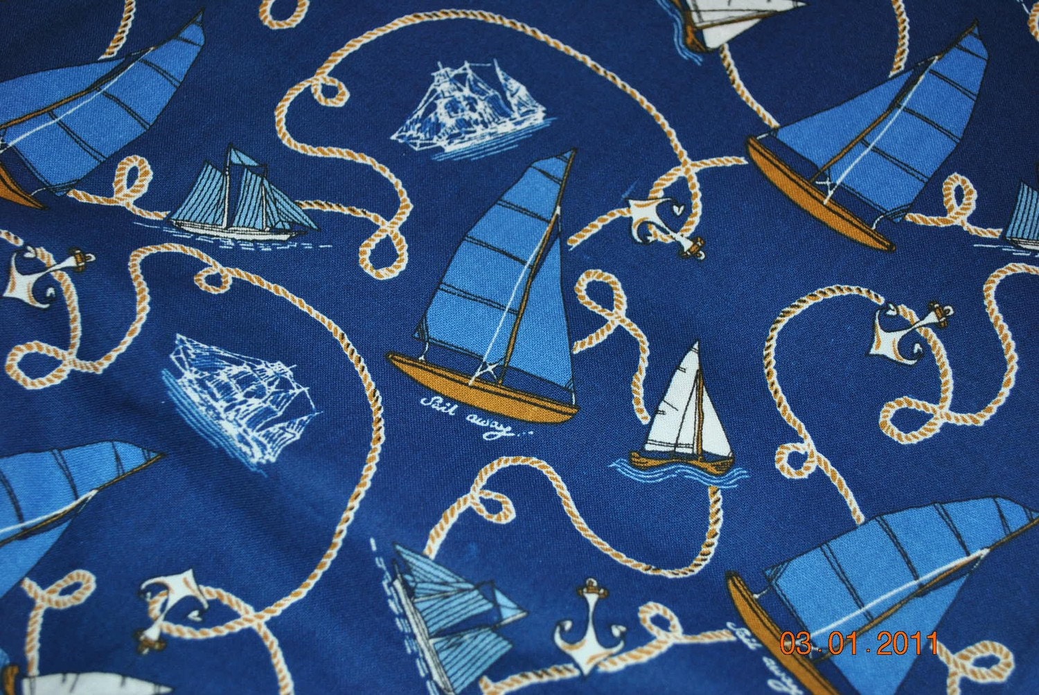 4 Yards Cotton Nautical Print Fabric by MpcGifts on Etsy