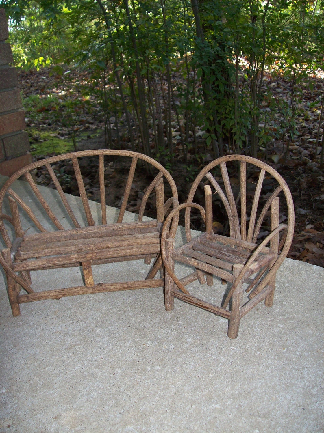 Rustic Farmhouse Furniture Primitive Vintage Chair Love Seat Doll Furniture Garden Decor Bear Furniture