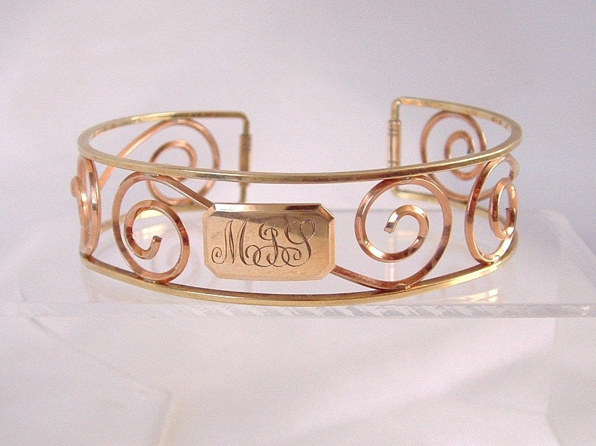 Vintage GF Krementz Monogram Cuff Bracelet - MJY