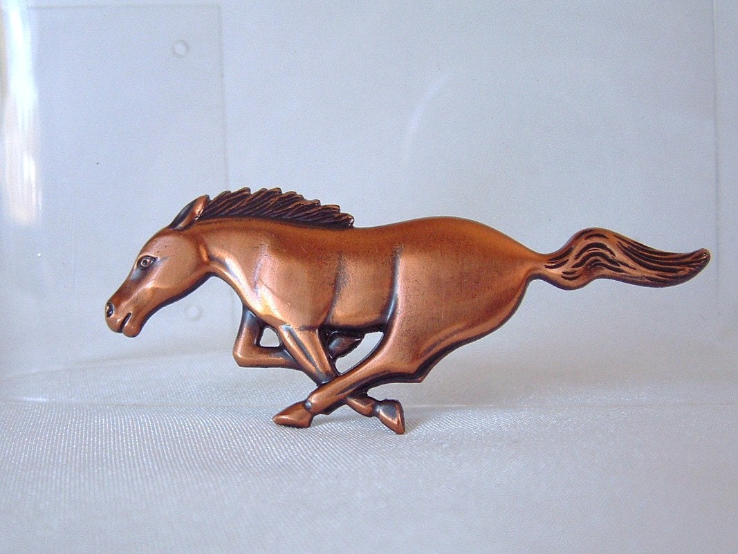 Vintage Copper Running Horse Brooch / Pin