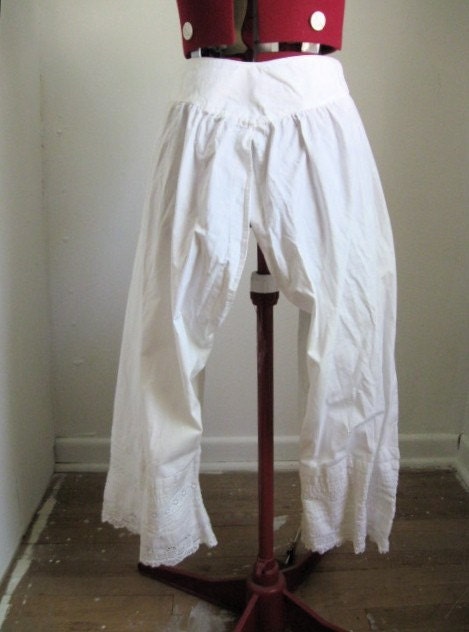 SALE Antique Edwardian Victorian White Cotton Bloomer Britches.