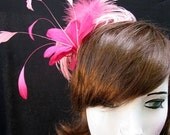 Marie Antionette Pink Ostrich Feather Flower Fascinaor Hair Clip