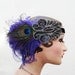 Peacock Feather Fascinator, Feather Headband, Art Deco Beadwork,  Accessory, Batcakes Couture