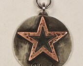 STAR dog pet tag ID. Handcrafted copper and nickel . Multi layered and custom stamped.