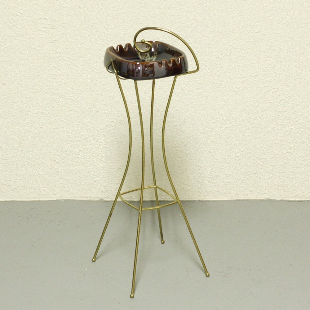 Vintage ashtray stand ash tray stand metal by OldCottonwood
