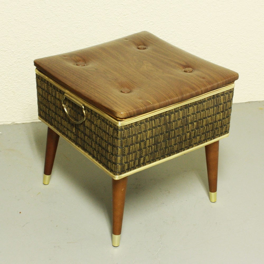 Vintage Sewing Seat Sewing Stool Sewing Storage By OldCottonwood