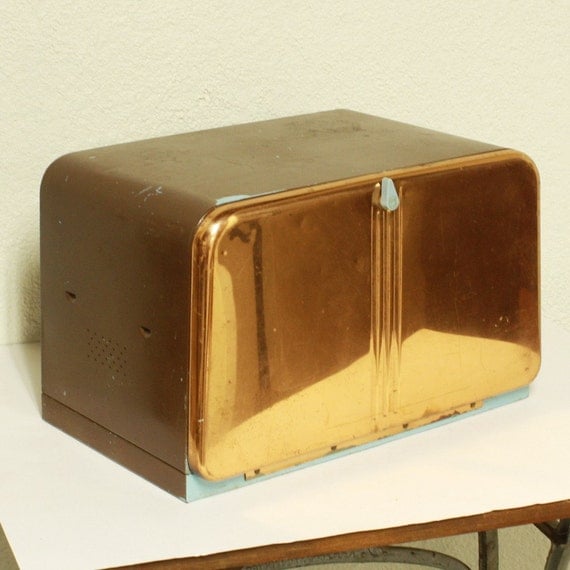 Vintage bread box copper/brown metal Lincoln by OldCottonwood