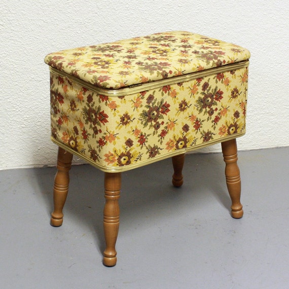 Vintage Sewing Seat Sewing Stool Sewing Storage By OldCottonwood