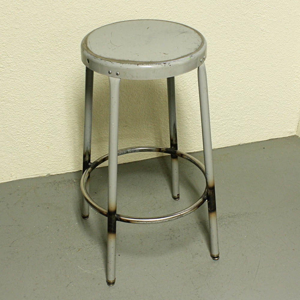 Vintage metal stool shop stool seat industrial by OldCottonwood