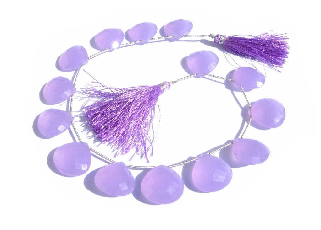 1/2 Strand - AAA Lavender Chalcedony Faceted Heart Briolettes Size 16x16mm Approx High Quality, Extremely Beautiful Great Price