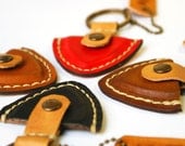 Personalized Guitar pick case leather keyring custom name initial monogram / Valentines Gift for Him under 20 usd