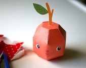 DISCOUNTED TO 99c, Sweet, Red Arthur Apple - Printable PDF paper craft