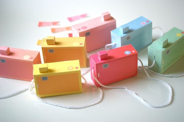 SPECIAL - - 7 Box Baby CAMERAS, pastel colours -  Printable Paper Craft PDF file (includes all 7 colours)