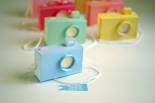 Printable SPECIAL - - 7 Box Baby CAMERAS, pastel colours - Printable Paper Craft PDF file (includes all 7 colours)