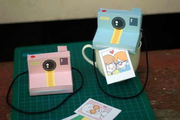 Perfect Paper Polaroid Cameras - includes 2 colours (baby blue and powder pink) - Printable PDF paper craft project