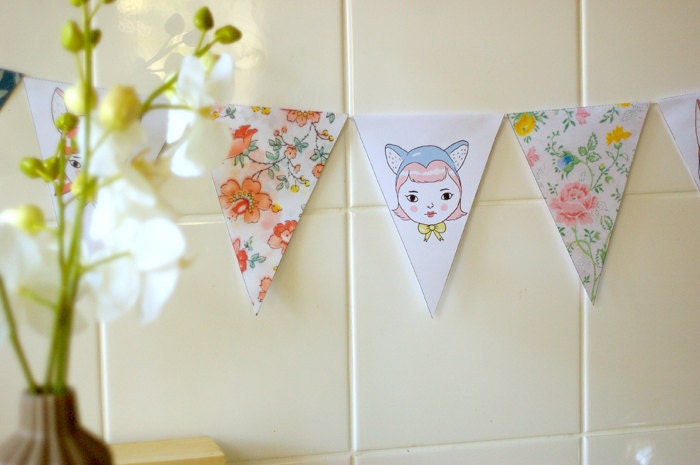 Floral and Girlie Bunting (DIY PDF Craft Kit)