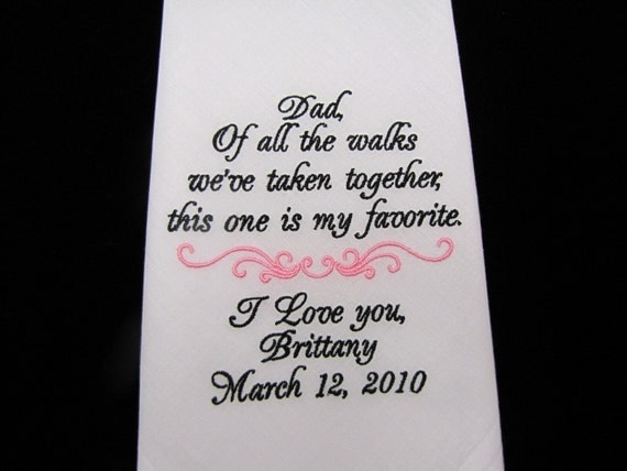 Custom Father of the Bride Embroidered Wedding Handkerchief