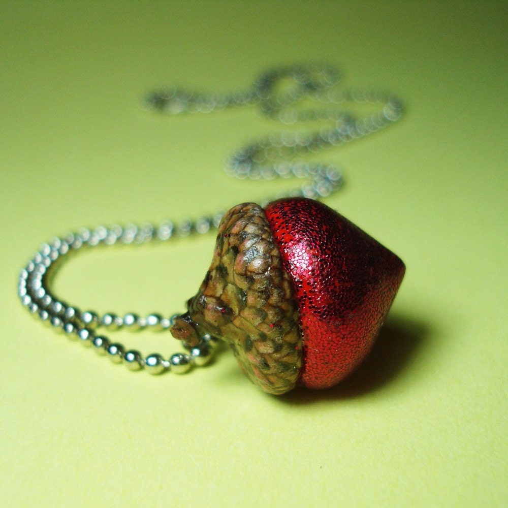 Glitter Acorn Necklace