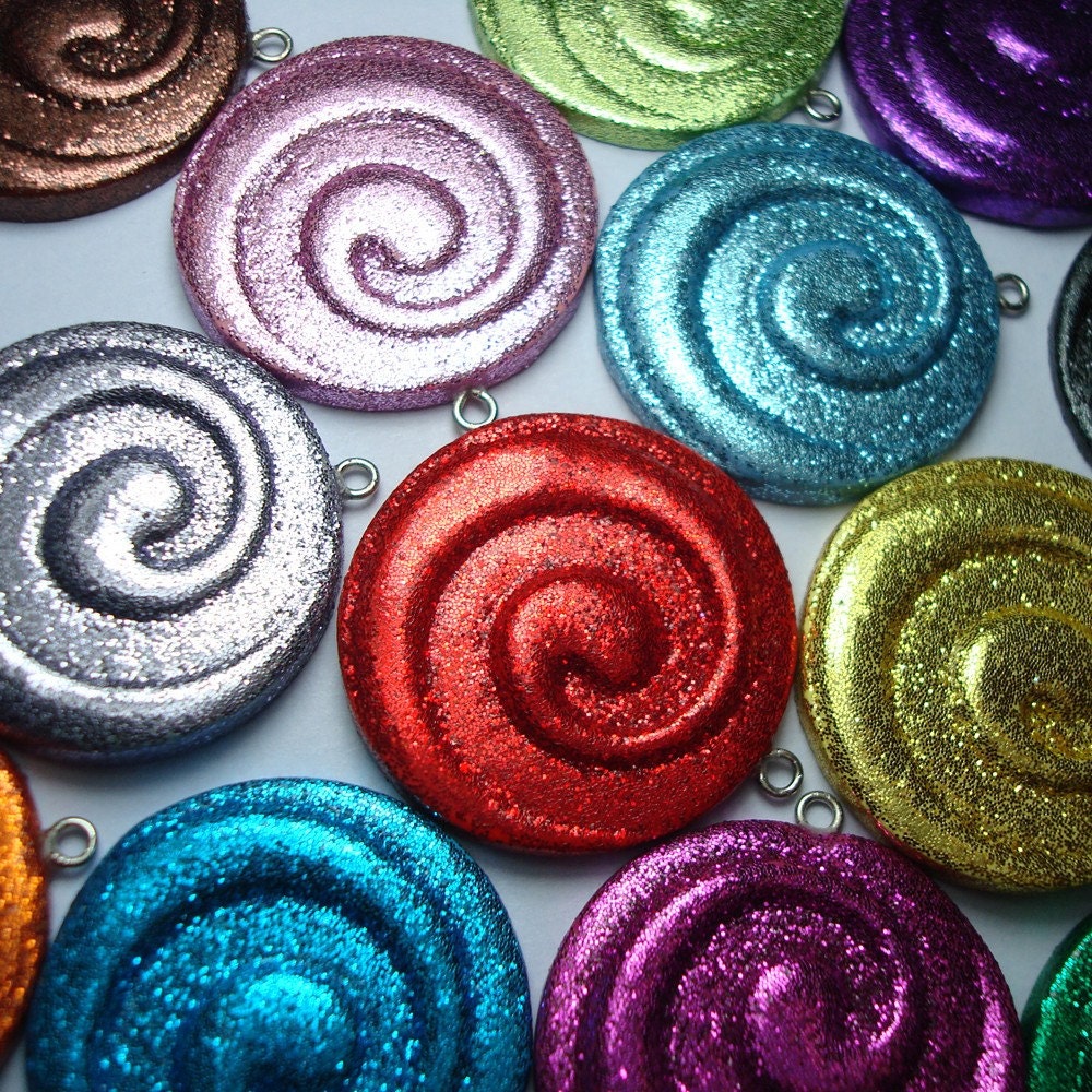 CUSTOM Glitter Spiral Pendant- Choose Your Color