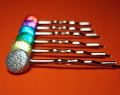 Rainbow Bobbies- Set of 6 Hairpins