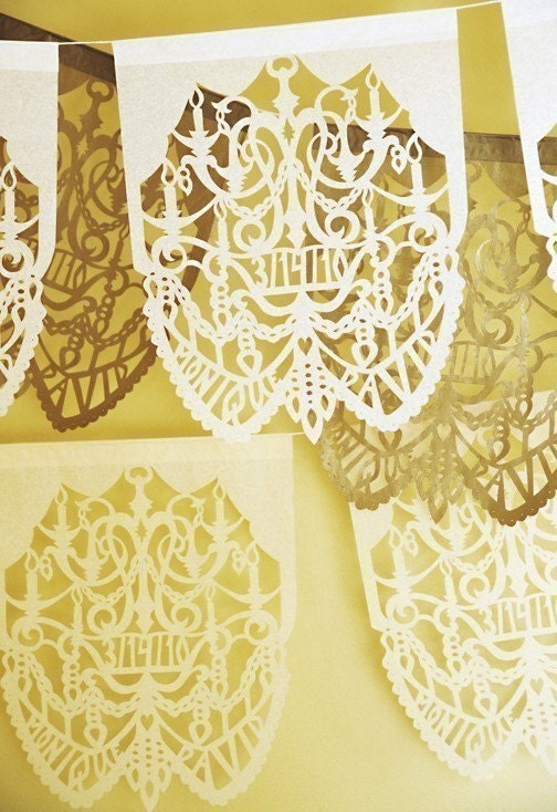 Papel Picado Banners . CHANDELIER (3 banners) Custom Color wedding garland