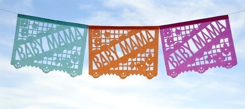 BABY MAMA Papel Picado Banner, baby shower garland decoration