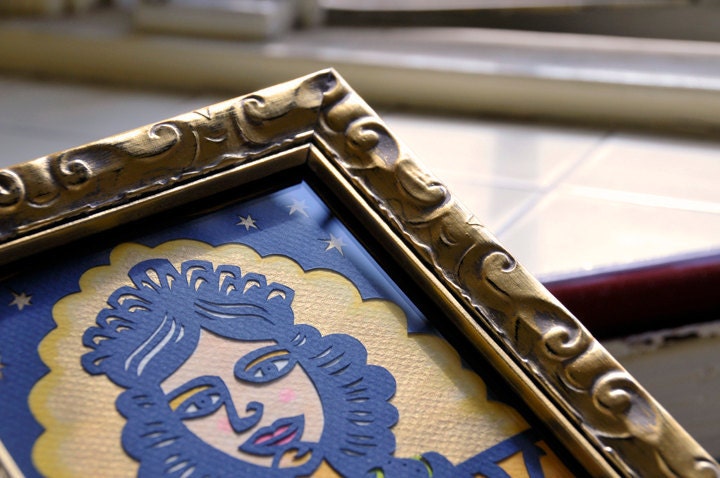 La Chingona . Original Inspirational Framed Papercut Art . 5x7