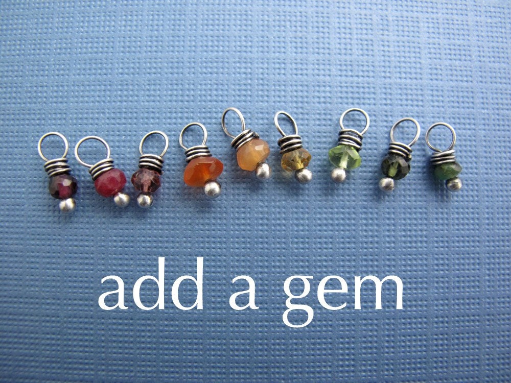 personalized birthstone charm necklaces - add a gem