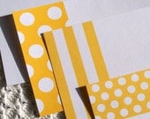Polka Dots and Stripes Note Cards - Sunshine Yellow and Navy Blue