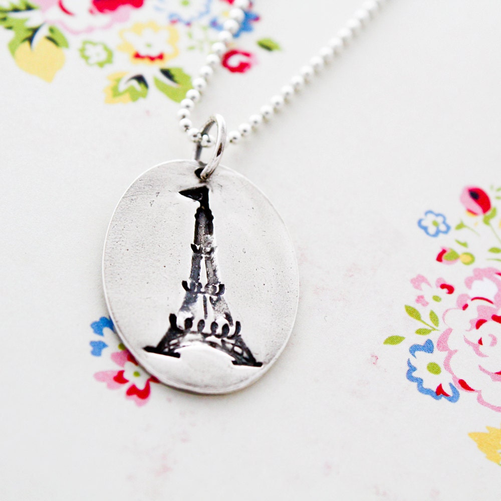 eiffel tower...fine silver necklace
