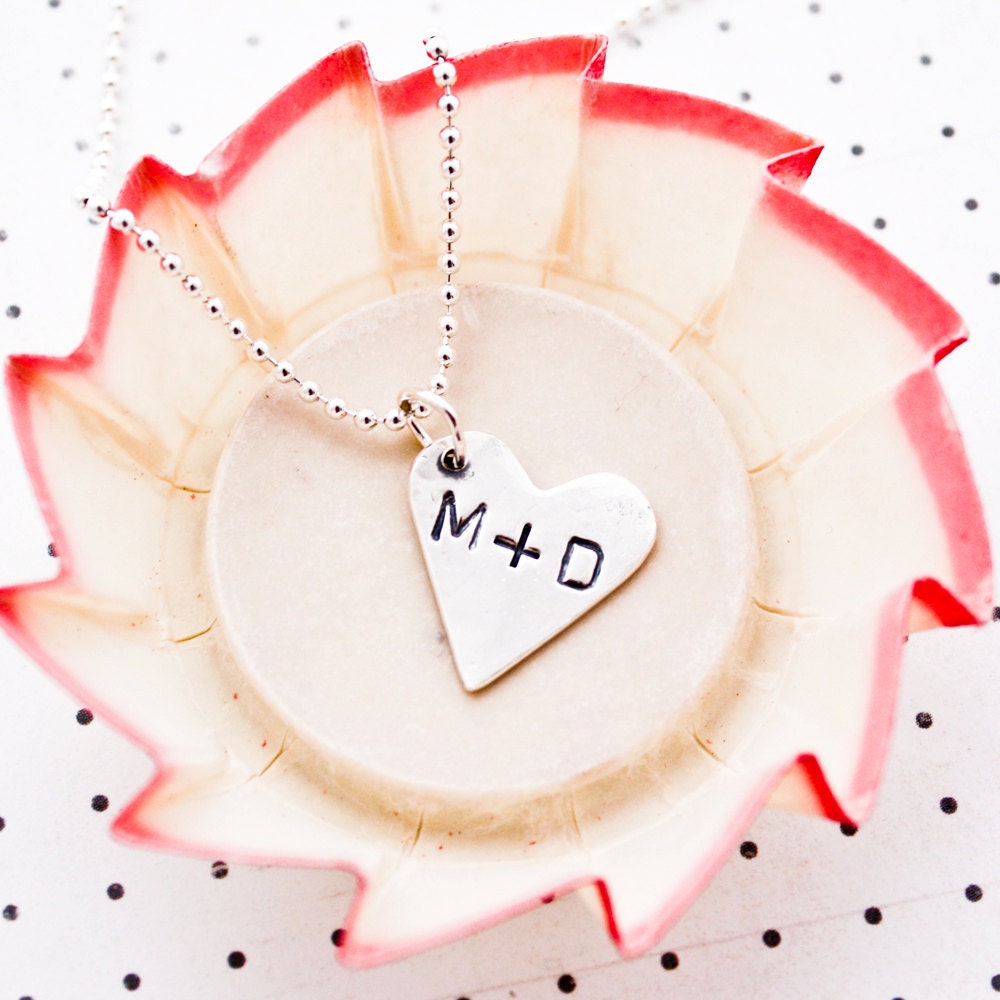 personalized conversation heart...fine silver necklace