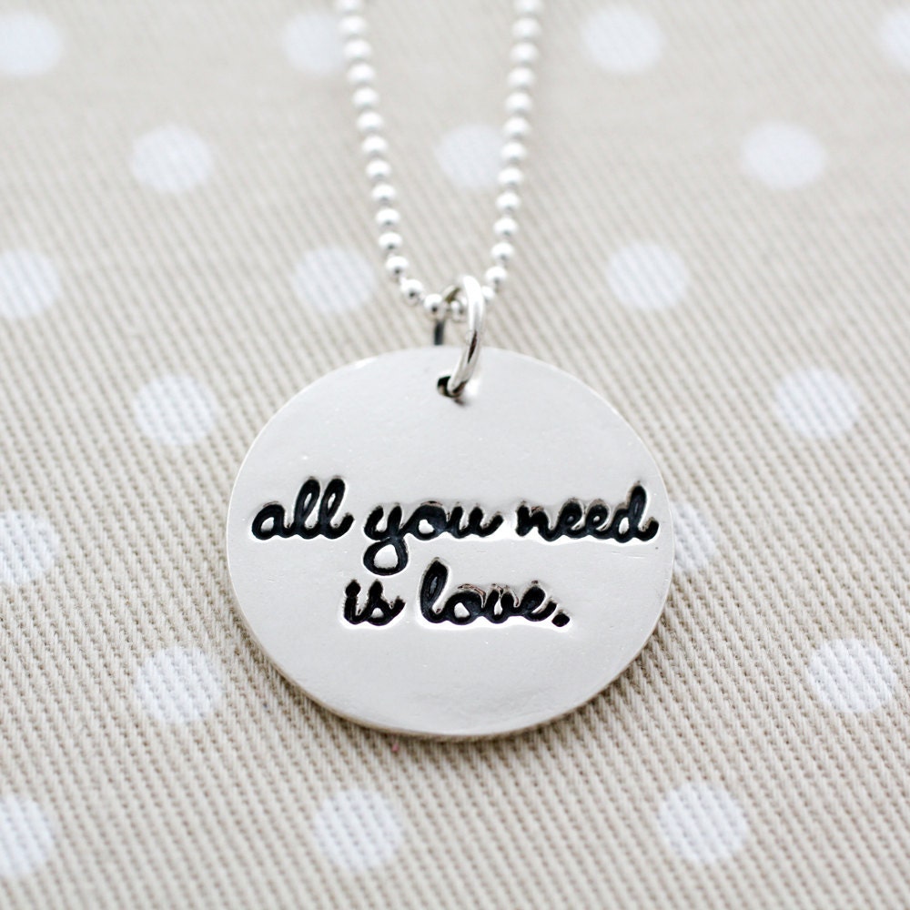 all you need is love...fine silver necklace
