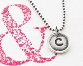rustic handmade fine silver letter charm