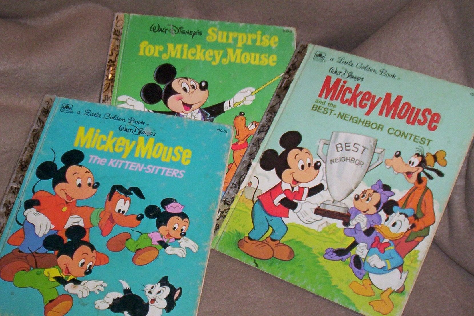 3 Vintage Collectible Mickey Mouse Golden Books