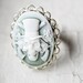 Guns and Roses Smokey Green Skull Cameo Ring in Silver