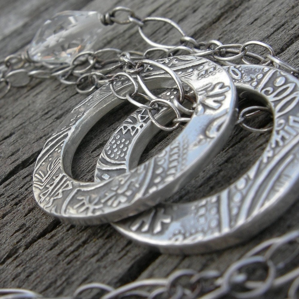 Personalized Mendhi Mama Two Rings Necklace Mother Mom Gift Handstamped Name Birthstone