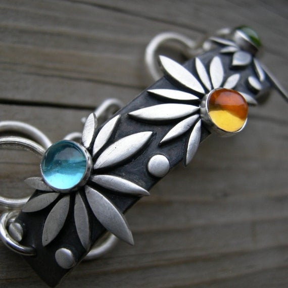 Spring is Innevitable Part Deux Bracelet Sterling Peridot Apatite Citrine
