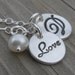 Initial Jewelry Personalized Fancy Script Monogram Love Charm Cluster Necklace Sterling Silver Pearl