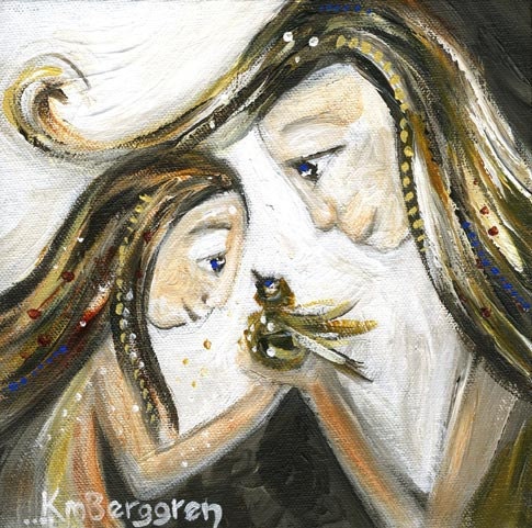 Gentle - Archival 12x12 signed motherhood print from an acrylic painting by Katie m. Berggren