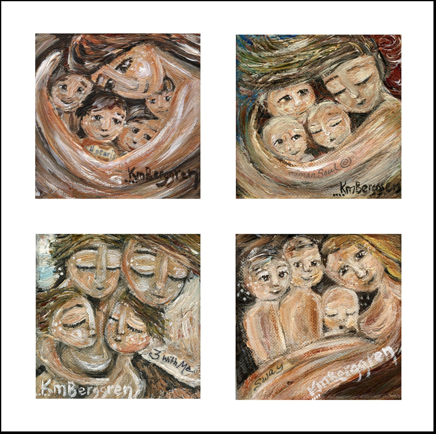 mother and child collage of motherhood breastfeed babywearing archival signed 12x12 art print
