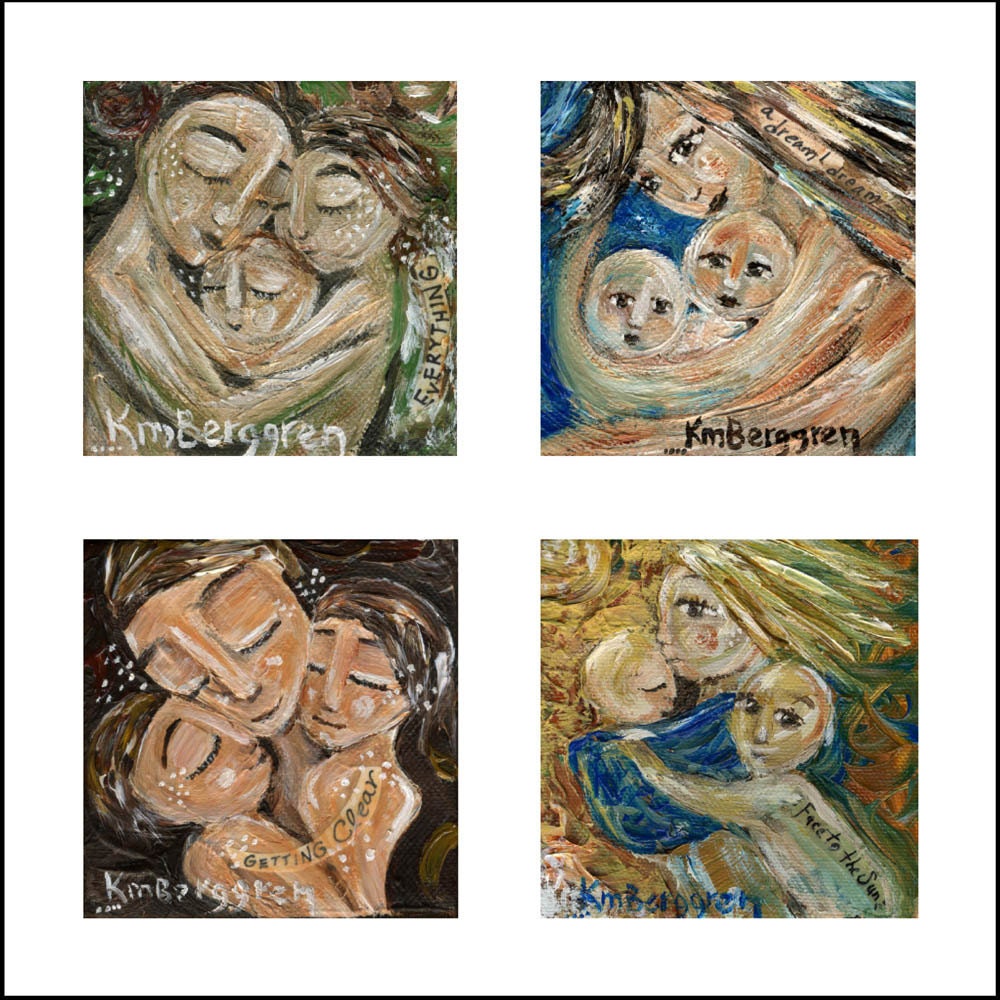 mother and child collage - motherhood breastfeeding babywearing archival signed 12x12 art print