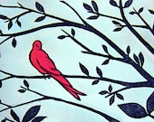 Almost - linocut w/watercolor