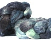 Combed Top / Roving Spinning / Felting Fiber Merino Wool & Cultivated Silk 50/50% - Evergreen - 2 Ounces
