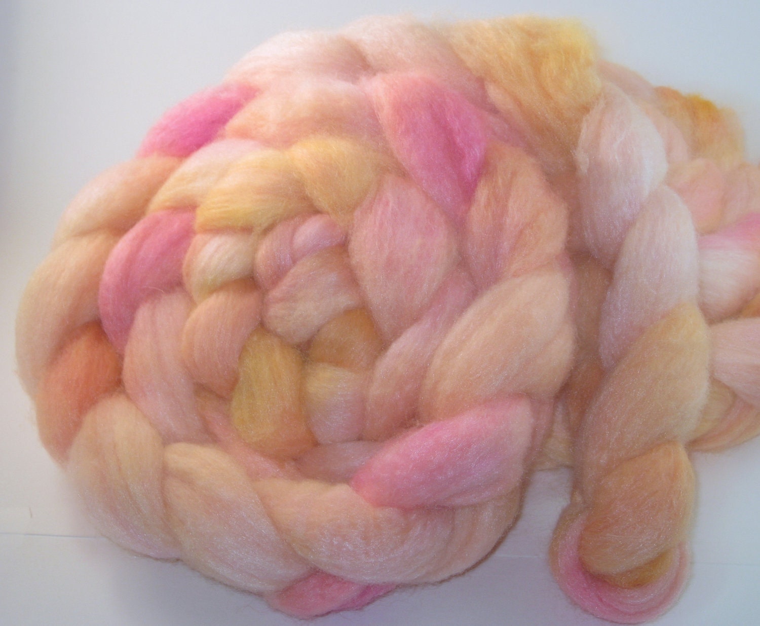 Combed Top / Roving Spinning / Felting Fiber Blue Faced Leciester Wool & Tussah Silk 75/25% - Rainbow Sherbet- 4 Ounces