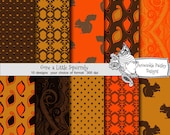 Scrapbooking Papers Digital Download Squirrels brown gold orange