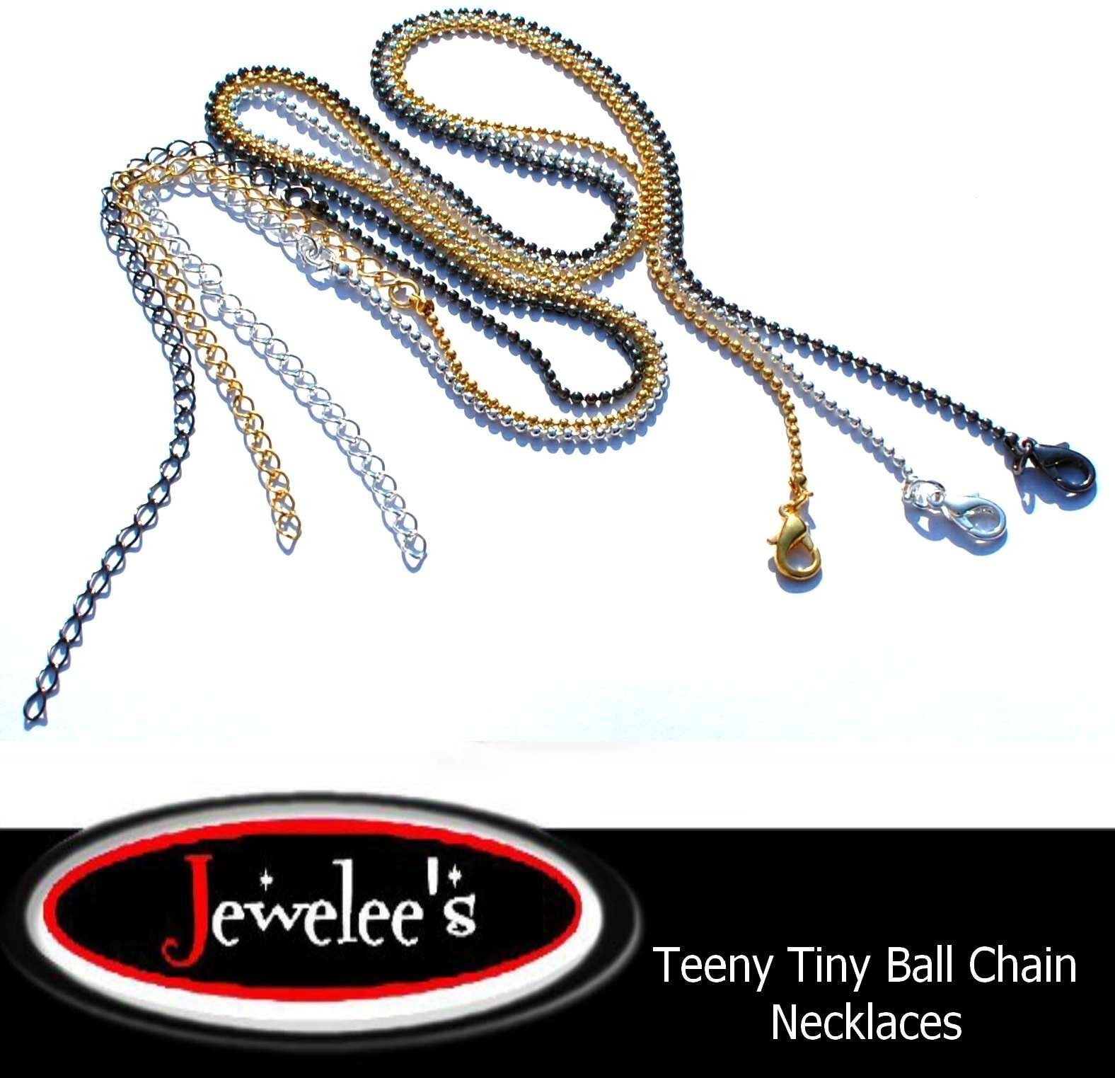 10 Ball Chain Necklace TEENY TINY Silver Gold GunMetal Black