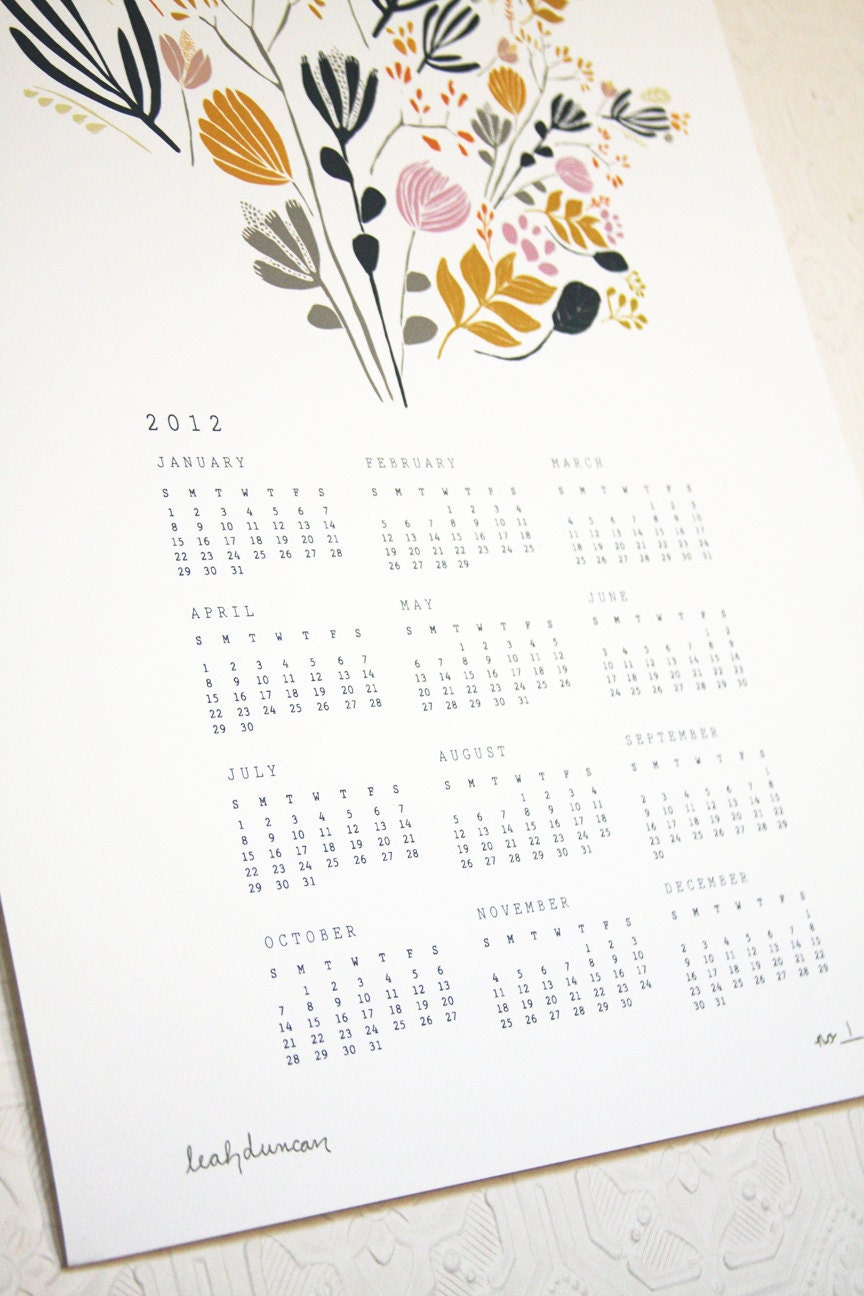 2012 Floral Wall Calendar
