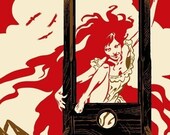 Guillotine and peasant woman French Revolution - Giclee Print