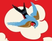 Sparrow flying over mountains - 5x7 giclee print